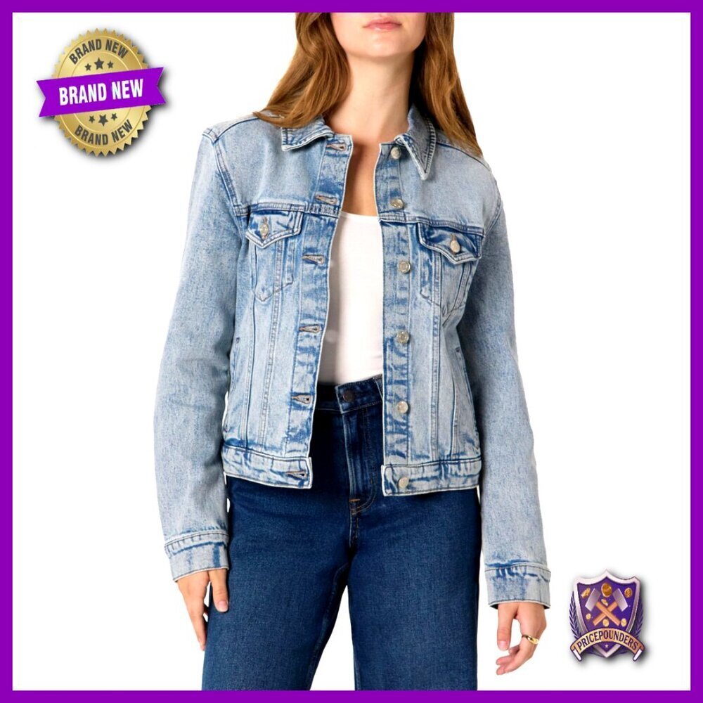 Women's Regular Fit Denim Trucker Jacket Classic Vintage Style Button Front